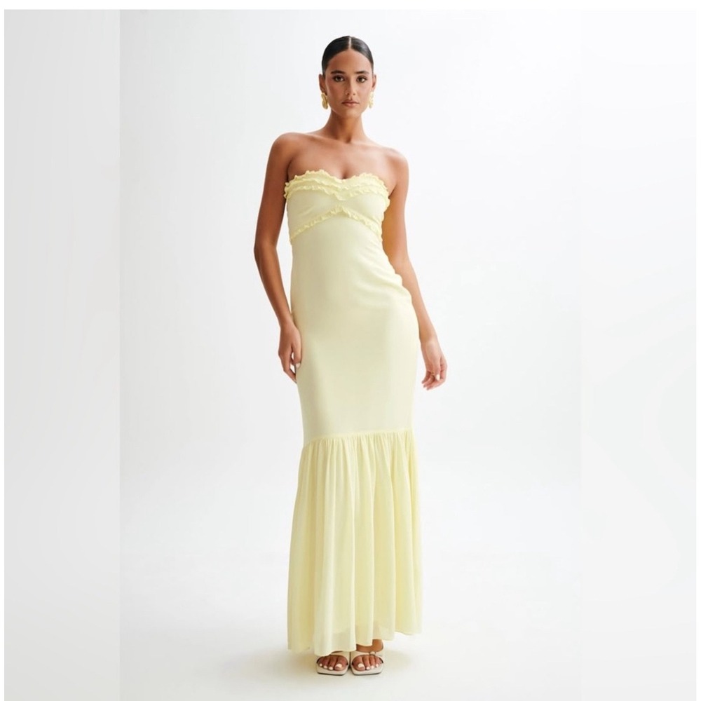 Meshki Pale Yellow Strapless Maxi Dress